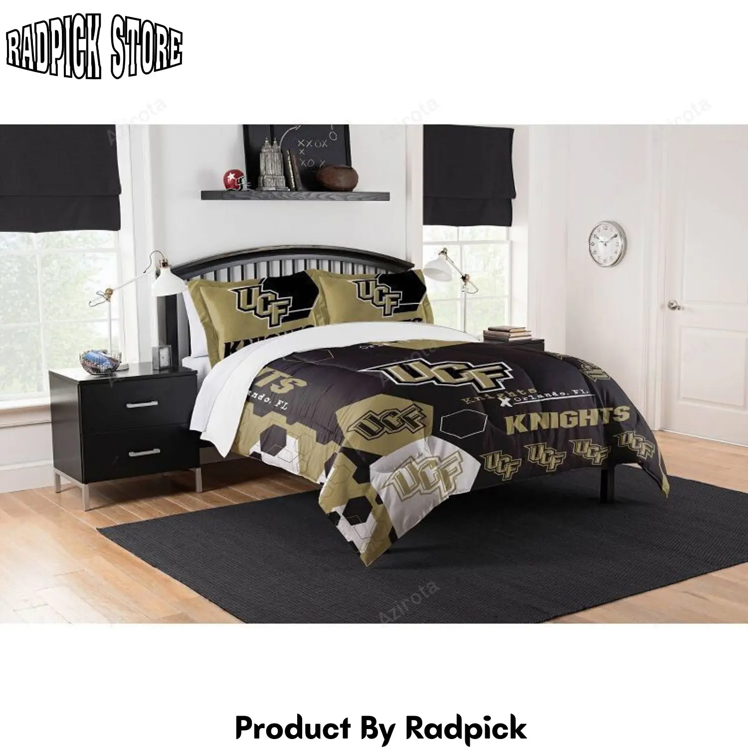 Radpick ucf knights black gold bedding set rp327613